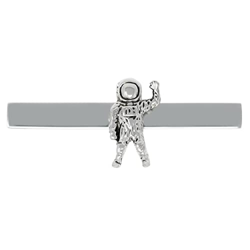 MENDEPOT Antique Silver Tone Astronaut Tie Clip Space Pilot Tie Clip With Box