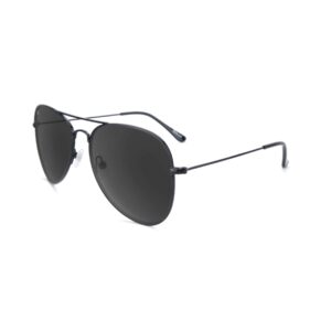 knockaround mile highs polarized sunglasses - aviator sunglasses with full uv400 protection & impact resistant lenses, black metal frames/black lenses