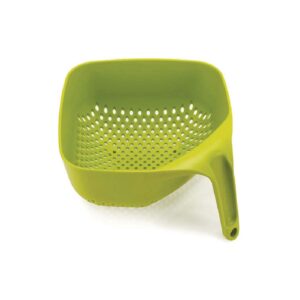 joseph joseph square colander stackable with easy-pour corners and vertical handle, medium, green