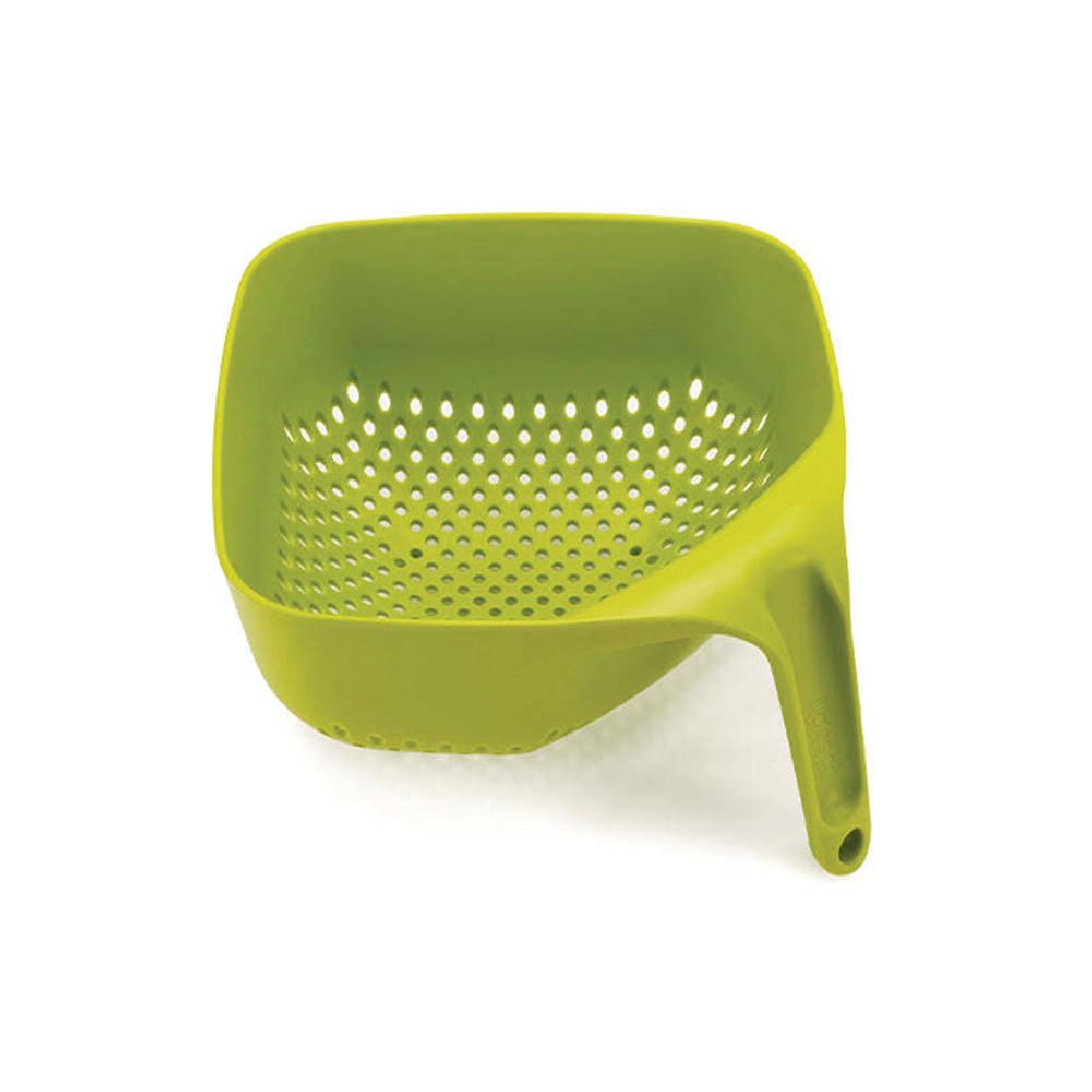 Joseph Joseph Square Colander Stackable with Easy-Pour Corners and Vertical Handle, Medium, Green