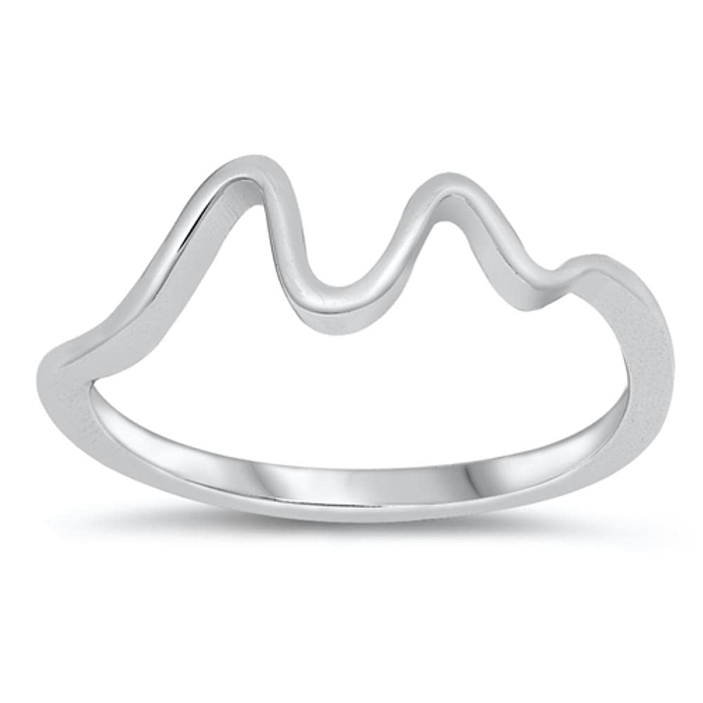 Thin Swirl Wave Ocean Tide Promise Ring New .925 Sterling Silver Band Size 6