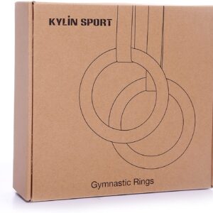 KYLIN SPORT Gymnastic Rings with Adjustable Straps Heavy Duty Exercise Gym Rings for Pull Ups and Dips,Cross-Training Workout,Strength Training, Fitness (Wooden)