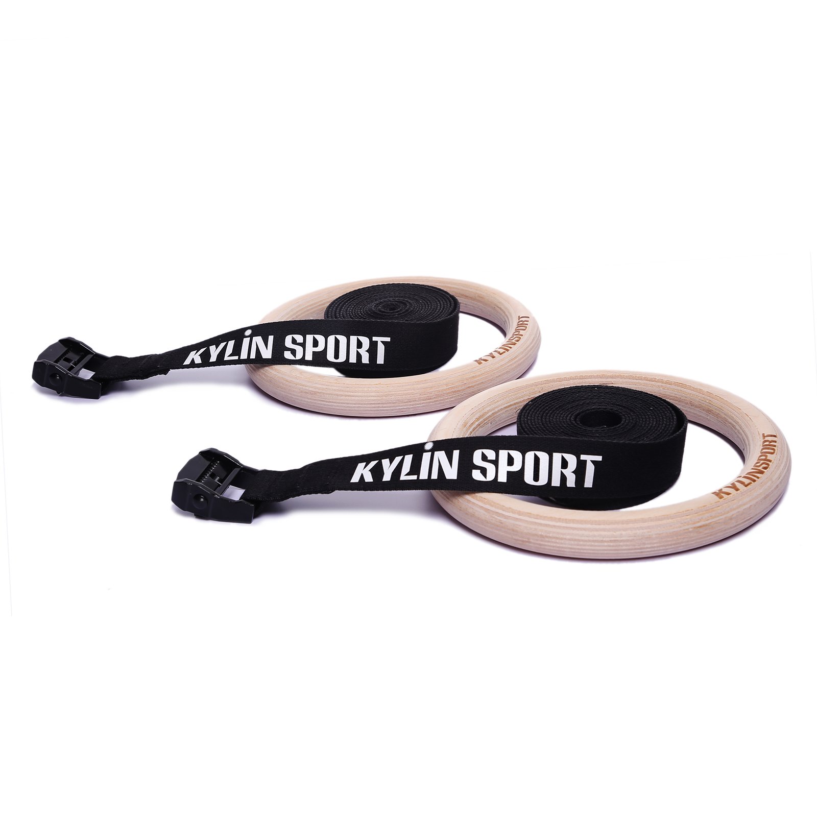 KYLIN SPORT Gymnastic Rings with Adjustable Straps Heavy Duty Exercise Gym Rings for Pull Ups and Dips,Cross-Training Workout,Strength Training, Fitness (Wooden)