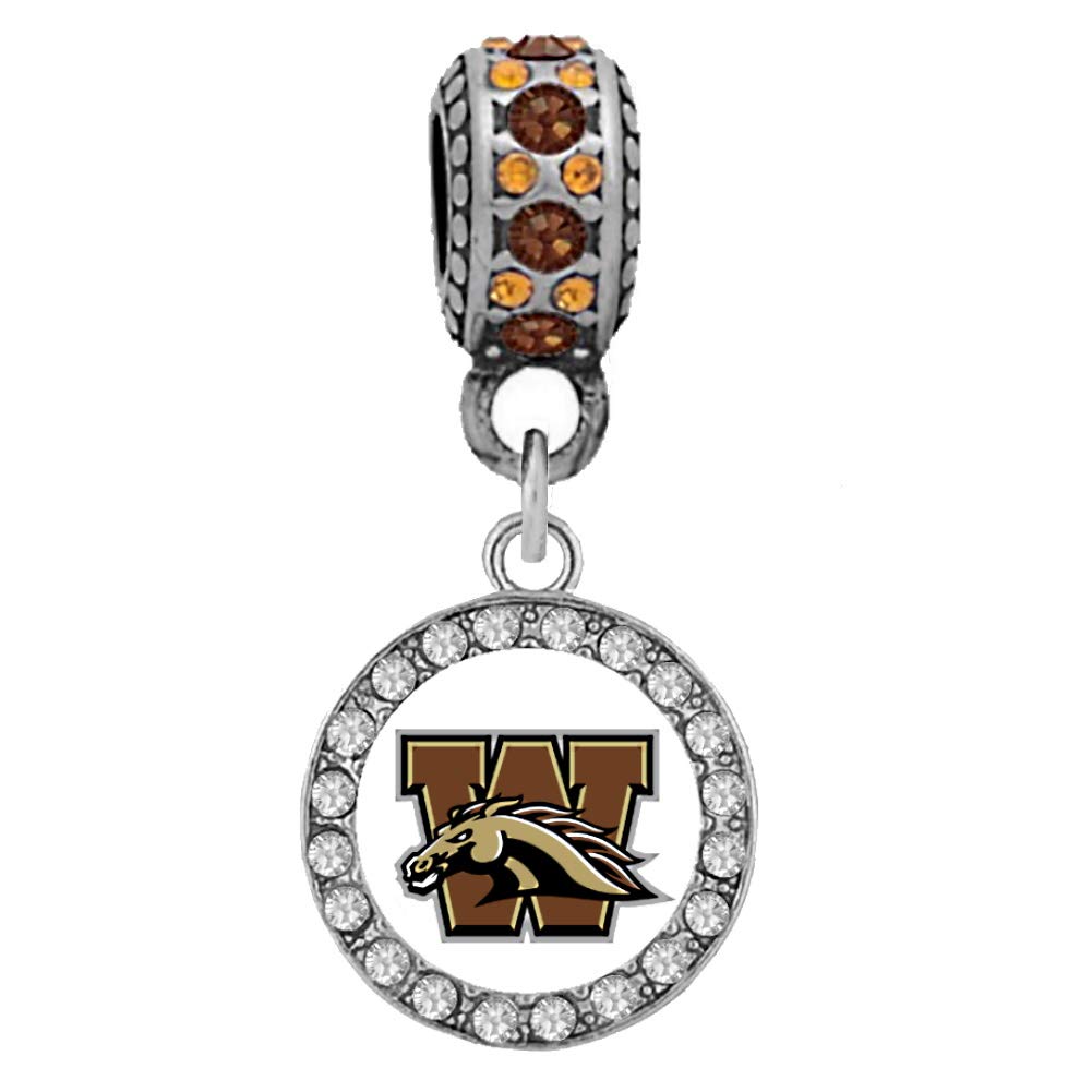 Western Michigan University Crystal Charm Fits Most Bracelet Lines Including Pandora, Cham ilia, Troll, Biagi, Zable, Kera, Personality, and More …