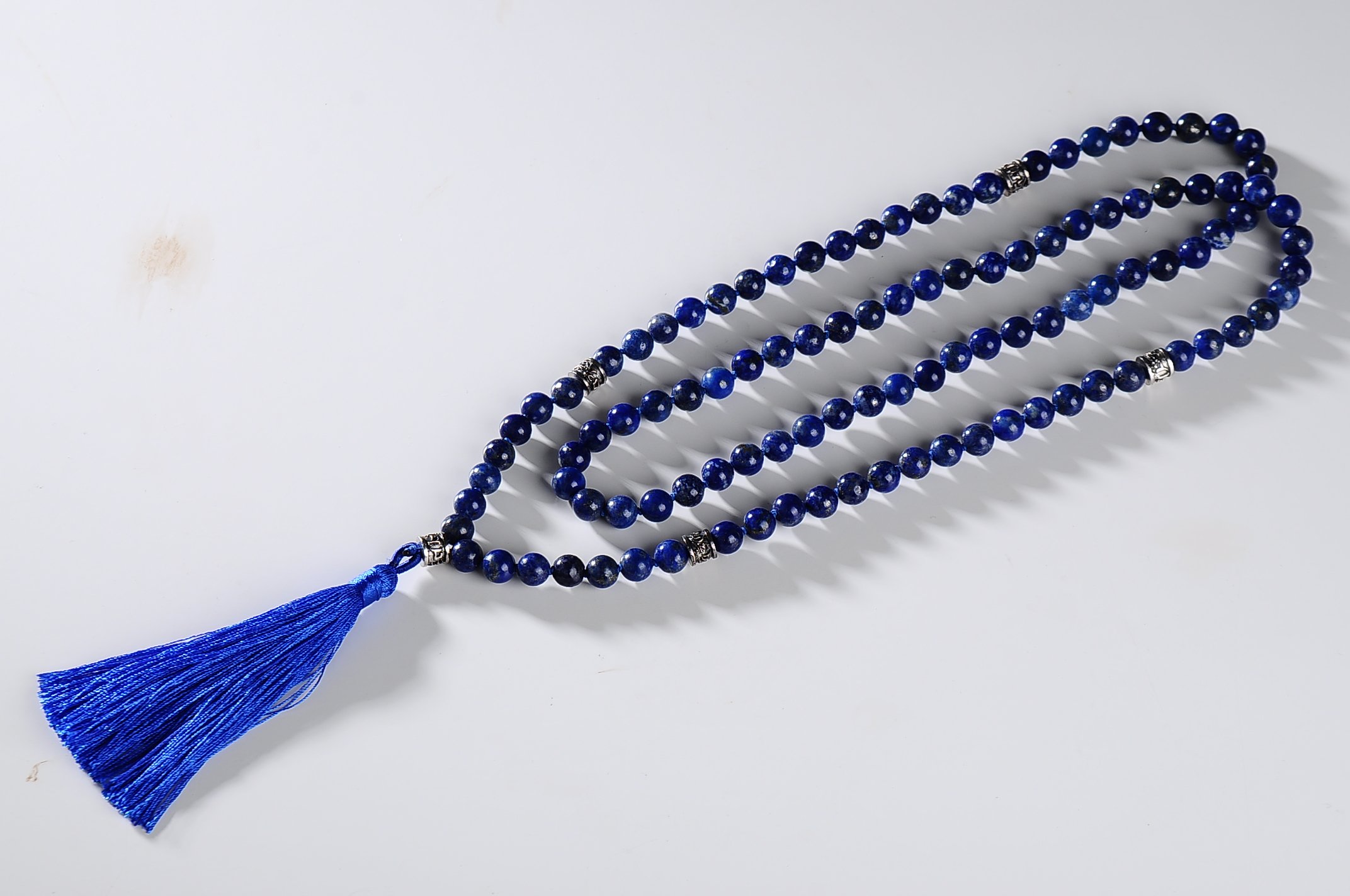 malahill mala Beads Necklace for Women Man, mala Bracelet, Prayer Beads Necklace, Lapis Lazuli Tassel Necklace