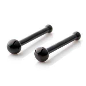 Ruifan 18G(1.0MM) 316L Surgical Steel Curved Nose Stud Ring Bone with 2MM Ball Piercing Jewelry 2PCS - Black