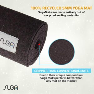 SUGA Premium 100% Recycled Yoga Mat - Textured Non-Slip for Hot Yoga, Eco-Friendly, 5mm Thick, 72” x 25”, Made in USA