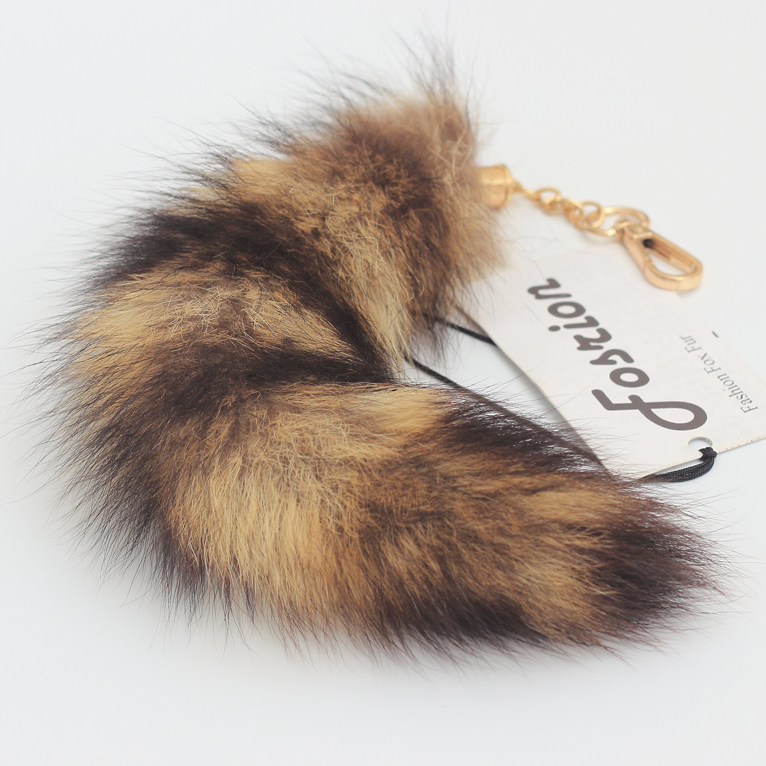 2 pcs 10inches Authentic Raccoon Tail Fur Skin Halloween Party Cosplay Toy Handbag Accessories Key Chain Ring Hook