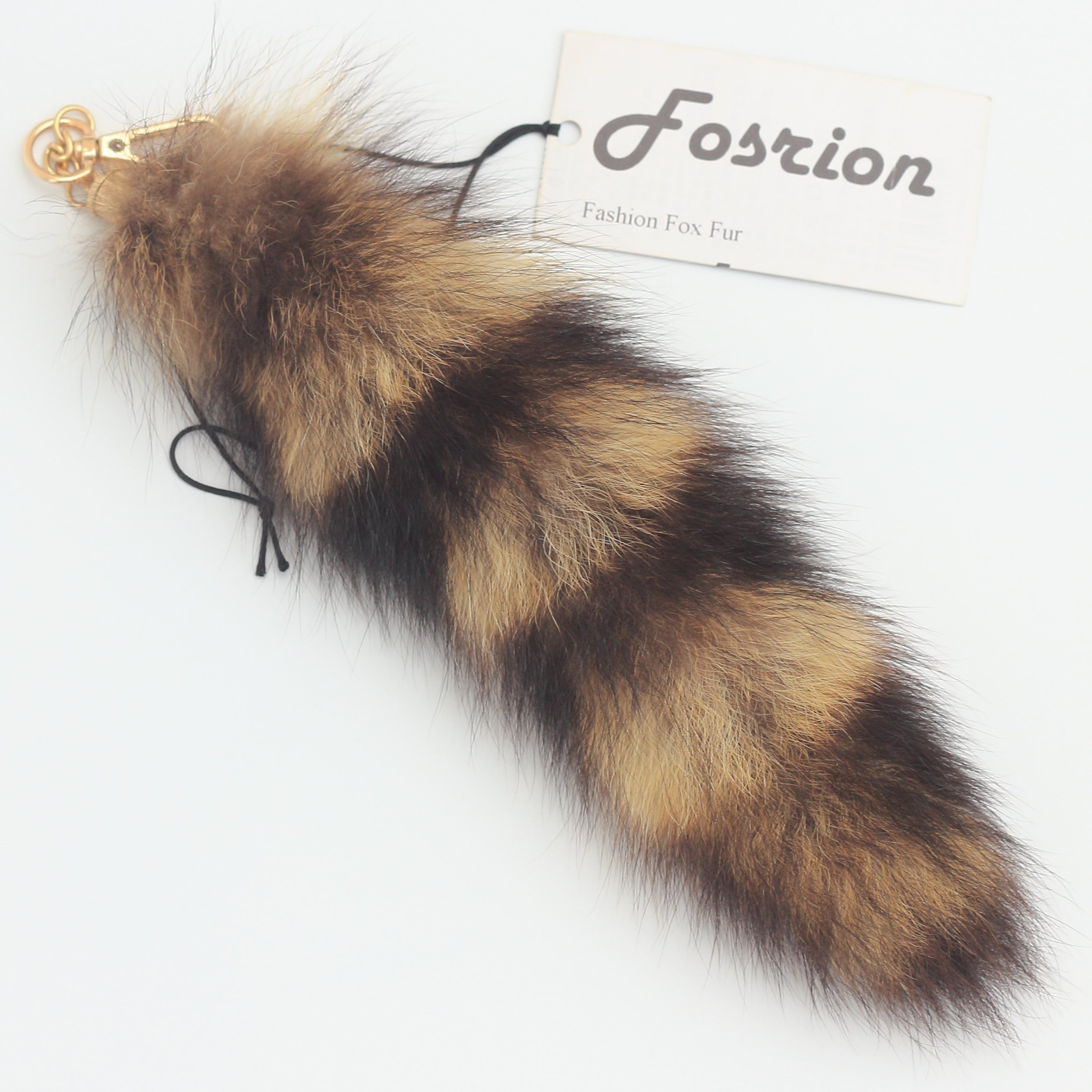 2 pcs 10inches Authentic Raccoon Tail Fur Skin Halloween Party Cosplay Toy Handbag Accessories Key Chain Ring Hook