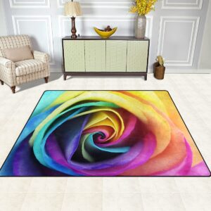 ALAZA Colorful Rainbow Rose Flower Area Rug Rugs for Living Room Bedroom 7' x 5'