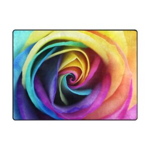 ALAZA Colorful Rainbow Rose Flower Area Rug Rugs for Living Room Bedroom 7' x 5'