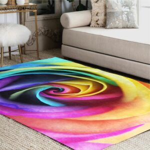 ALAZA Colorful Rainbow Rose Flower Area Rug Rugs for Living Room Bedroom 7' x 5'