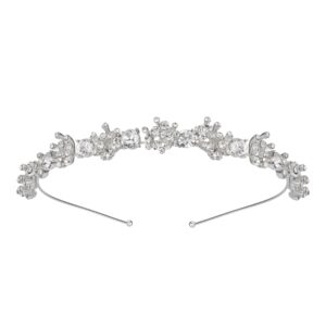 SWEETV Crystal Wedding Headband Silver Bridal Headpiece Jewelry Band Rhinestone Hairpiece Women Hair Accessories for Brides