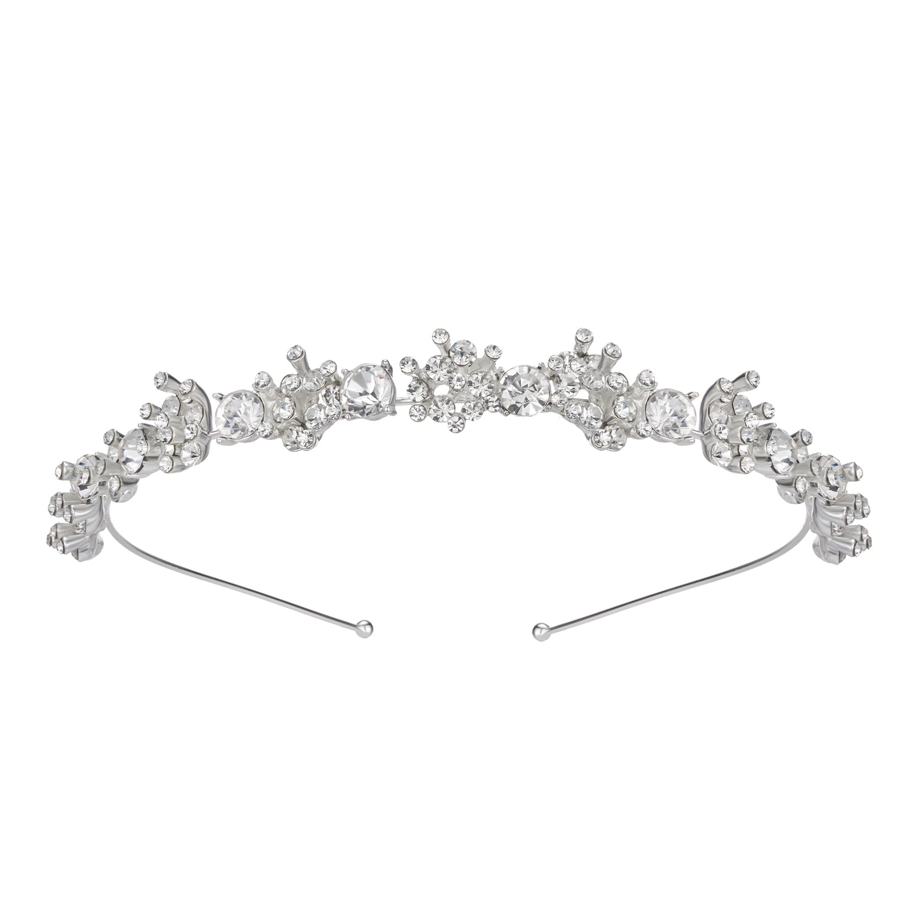 SWEETV Crystal Wedding Headband Silver Bridal Headpiece Jewelry Band Rhinestone Hairpiece Women Hair Accessories for Brides