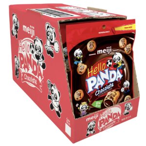 Meiji Hello Panda Cookies, Chocolate Crème Filled, Resealable Package - 7 oz, Pack of 6 - Bite Sized Cookies with Fun Panda Sports