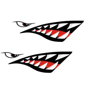 Jili Online Shark Teeth Mouth Decals + Skeleton Fish Stickers - Waterproof and Durable Funny Vinyl Stickers for Kayaks Canoes Fishing Boats