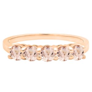 Dazzlingrock Collection Round Morganite Ladies 5 Stone Wedding Band Anniversary Ring in 14K Rose Gold, Size 5.5