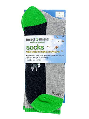 Insect Shield Sport Crew Sock, Stretchy and Comfortable Crew Socks with Padding and Tick Protection