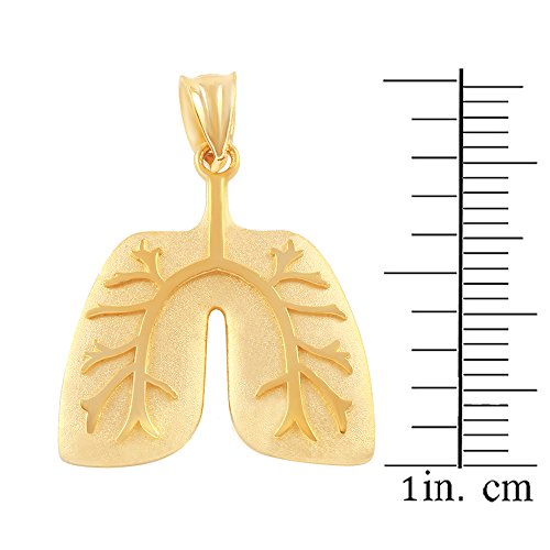 14k Yellow Gold Human Lungs Anatomy Charm Pendant