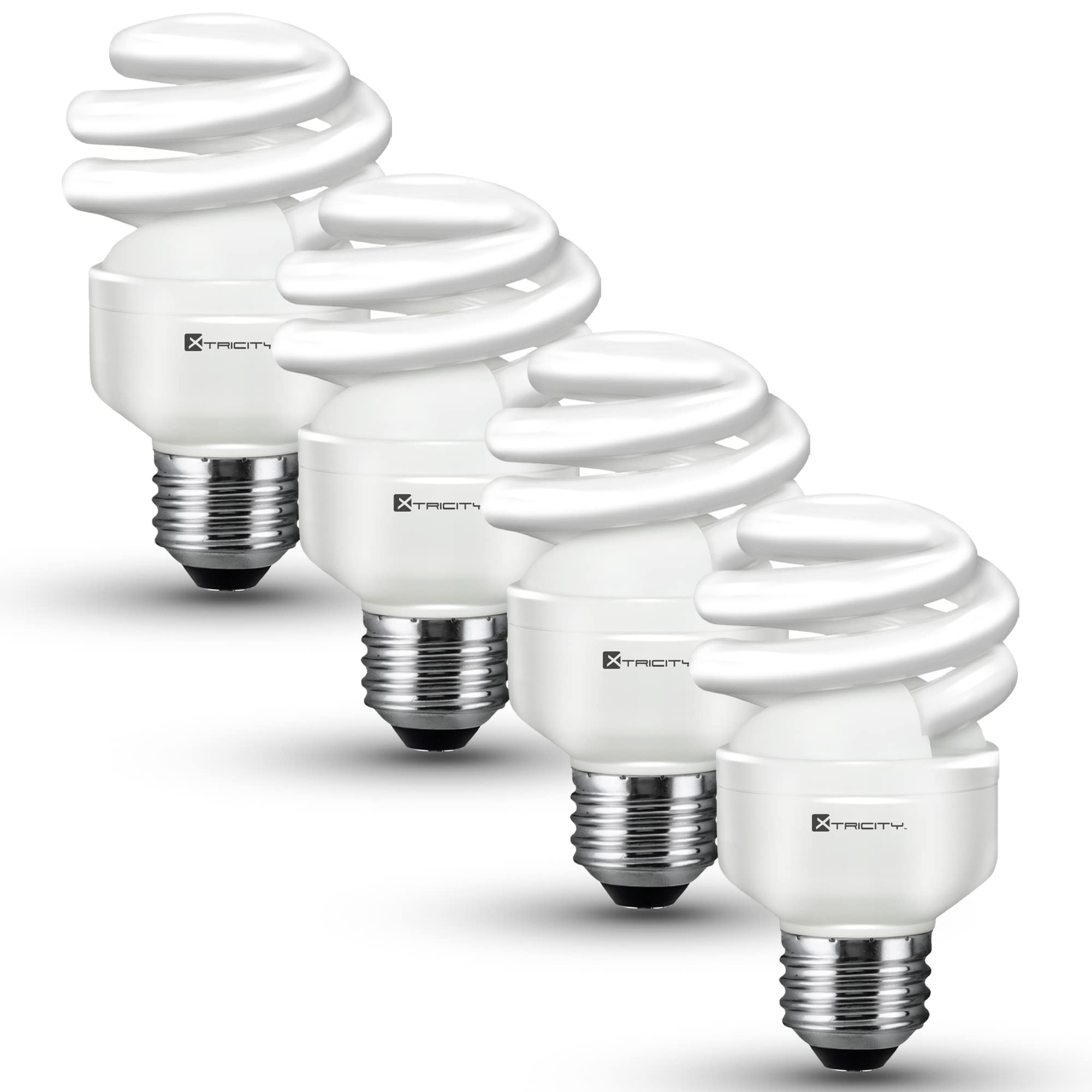 Xtricity Compact Fluorescent Light Bulb T2 Spiral, E26 Base, 9W (40 Watt Equivalent), 4100k Cool White, 540 Lumens, CFL, 120V - UL Listed, (4 Pack)