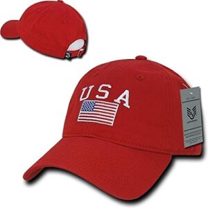 Rapiddominance Relaxed Graphic Cap, USA Flag, Red