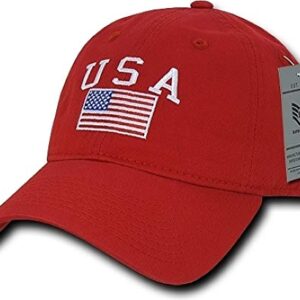 Rapiddominance Relaxed Graphic Cap, USA Flag, Red