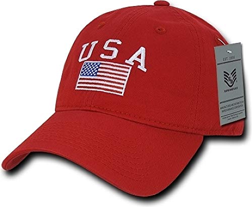 Rapiddominance Relaxed Graphic Cap, USA Flag, Red