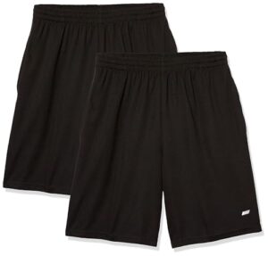 amazon essentials men's performance tech loose-fit shorts (available in big & tall), pack of 2, black, medium