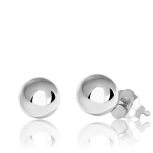 Honolulu Jewelry Company 14K Real White Gold Polished Round Ball Stud Earrings (5mm - White Gold)