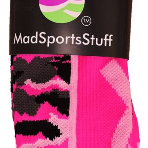 MadSportsStuff Pink Ribbon Awareness Camo Crew Socks (Neon Pink/Pale Pink, Large)