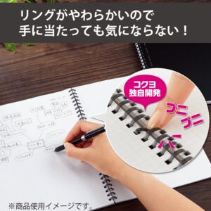 KOKUYO D Shaped Soft Ring Notebook, 5mm Grid Ruled, 70 Sheets, A5, Black, Japan Import (SU-SV437S5-D)