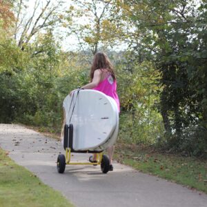 Suspenz Double SUP Transport Cart with Airless Wheels, Carrier/Trolley for 2 Stand Up Paddle Boards & Surfboards, Yellow (22-9934)