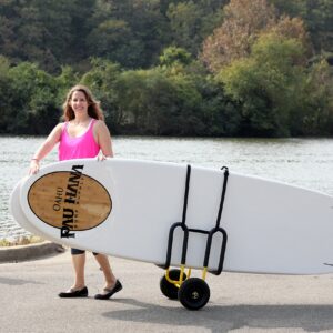 Suspenz Double SUP Transport Cart with Airless Wheels, Carrier/Trolley for 2 Stand Up Paddle Boards & Surfboards, Yellow (22-9934)