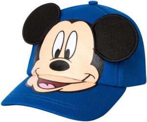 disney boys' mickey mouse baseball cap - 3d ears curved brim strap back hat (4-7), size 4-7 years, mickey mouse ears blue