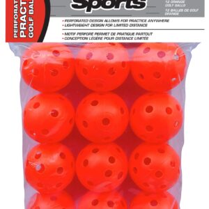 PrideSports Golf PAWB5612 Orange Perforated Practice Balls,12 pcs