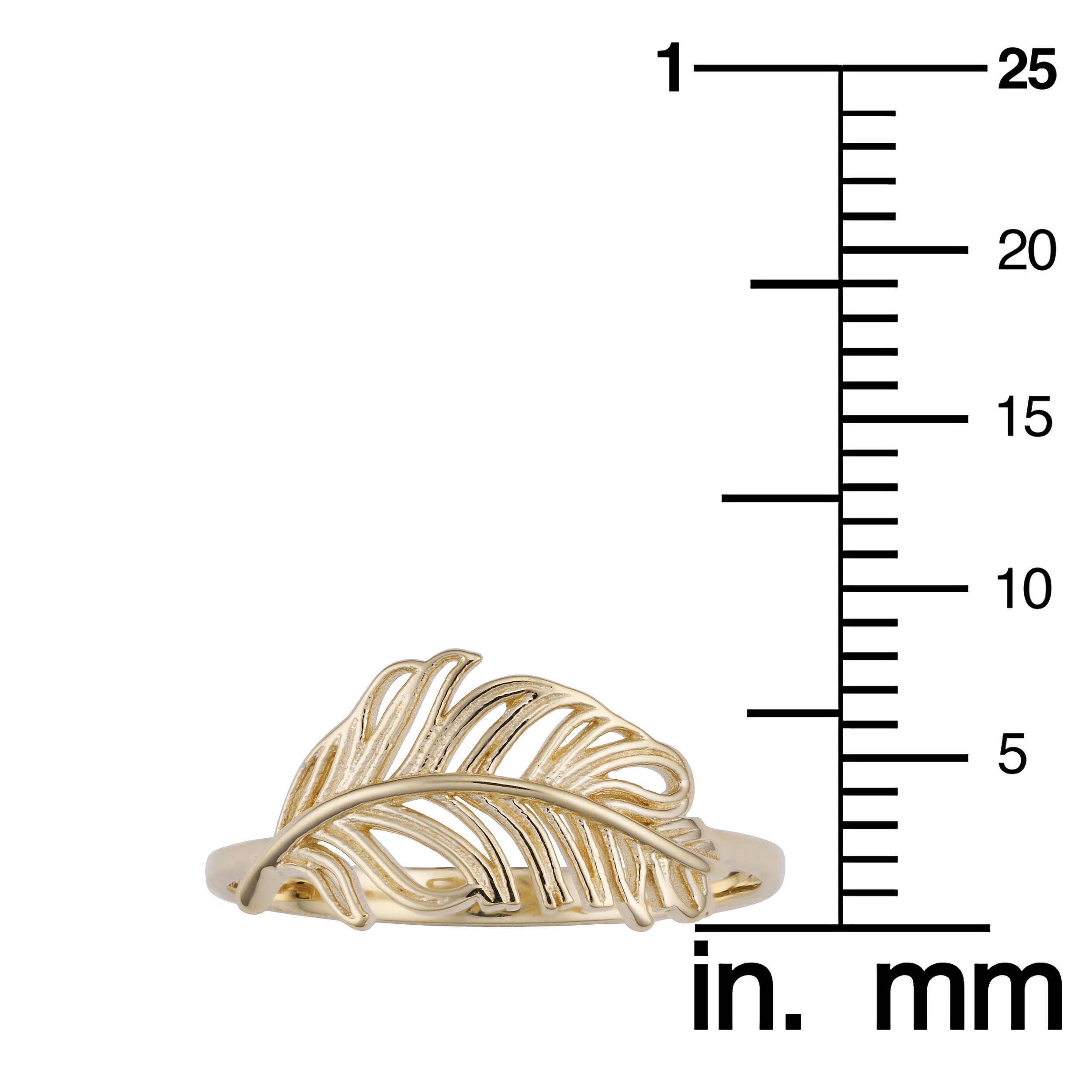 Kooljewelry 14k Yellow Gold Feather Ring (size 9)