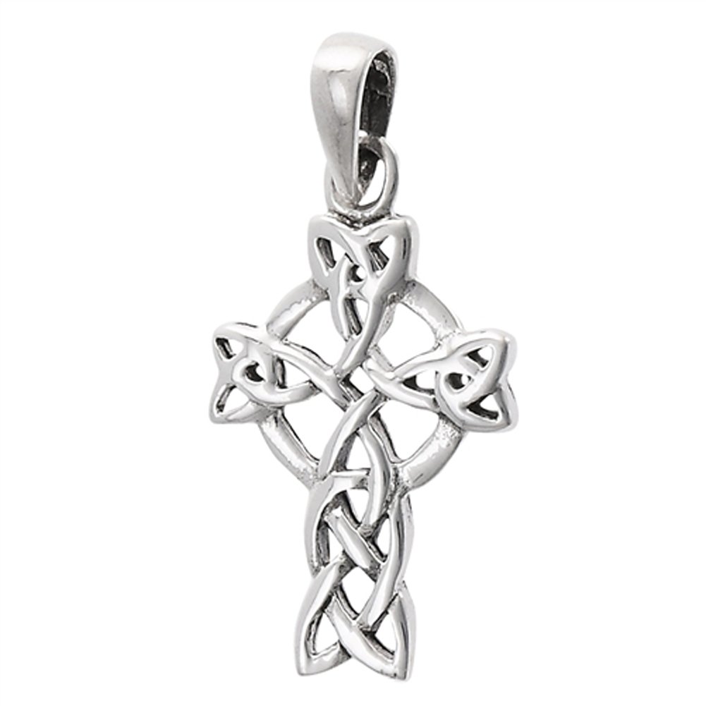 Celtic Cross Pendant .925 Sterling Silver Circle Viking Twisted Medieval Charm