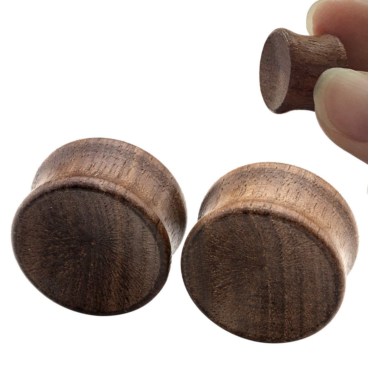 Jovivi 6pcs Organic Wood Brown Black Double Flared Ear Saddle Plugs Stretcher Punk Piercing Gauge 3/4" 20mm