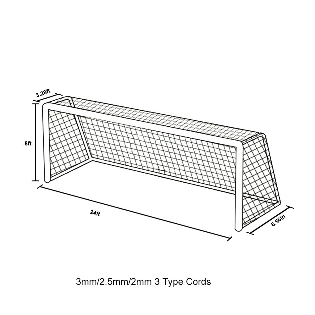 Aoneky Soccer Goal Net - 24 x 8 Ft - Full Size Football Goal Post Netting - NOT Include POSTS (24 x 8 Ft - 2 mm Cord)