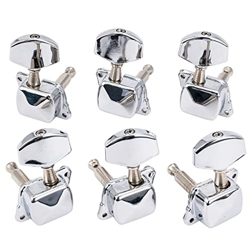 Musiclily Pro 3+3 Semi-closed Guitar Tuners String Tuning Pegs Keys Machine Heads Set for for Acoustic or Electric Guitar,Chrome