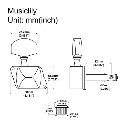 Musiclily Pro 3+3 Semi-closed Guitar Tuners String Tuning Pegs Keys Machine Heads Set for for Acoustic or Electric Guitar,Chrome