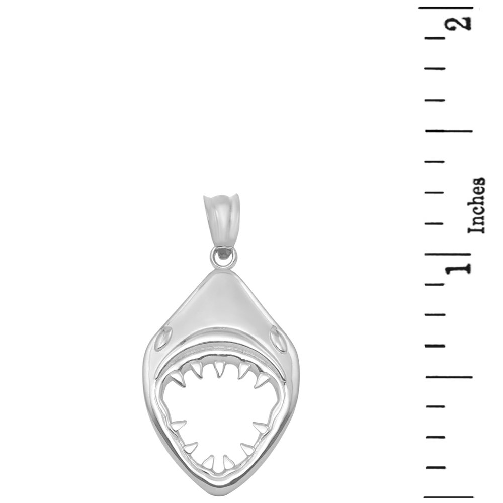 925 Sterling Silver Jaws Shark Head Mouth Open Charm Pendant