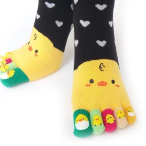 Women's Cotton Toe Socks,five Finger Socks,Funny and Funky cartoon theme sport Toe Socks (chiken black)