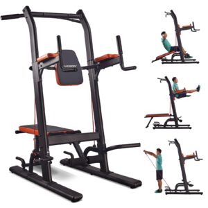 harison multifunction power tower with bench pull up bar dip station for home gym workout strength training fitness equipment