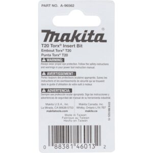 Makita A-96562 Impactx T20 Torx 1″ Insert Bit, 2 Pack