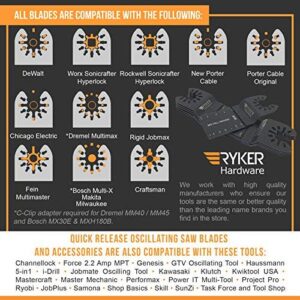 Ryker Hardware Multi Tool Blades: 6 Titanium Bi-Metal Oscillating Tool Blades for Metal & Wood, Compatible with Fein Multimaster, Rockwell, DeWalt, Makita, Milwaukee, Porter Cable, Ridgid