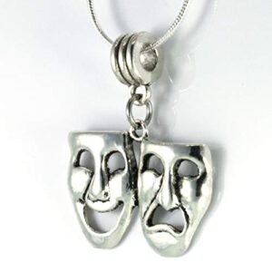 Dave The Bunny Stainless Steel Necklace, Smile Now Cry Later for Thespians, Women's Comedy Tragedy Masks Jewelry