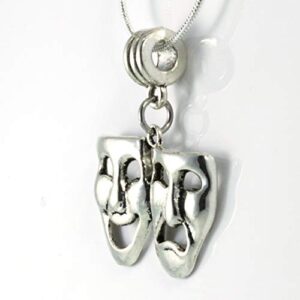 Dave The Bunny Stainless Steel Necklace, Smile Now Cry Later for Thespians, Women's Comedy Tragedy Masks Jewelry