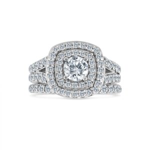 3.00ct Cushion Halo Diamond Engagement Wedding Ring Set 10K White Gold