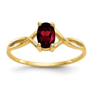 IceCarats 10K Yellow Gold Red Garnet Ring Gemstone Band January Birthstone Jewelry Size 7.00